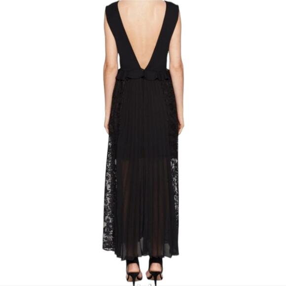 FRENCH CONNECTION Angelina Pleated Lace And Jersey Black Maxi Dress Size 8 New - Picture 4 of 16